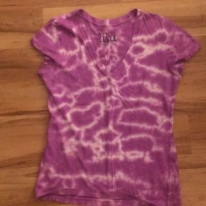 Lilu v-neck short sleeve tie dyed T-shirt